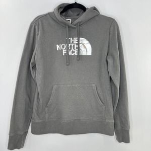 The North Face Womens Silver Metallic Foil Graphic Hoodie Sweatshirt Size Medium